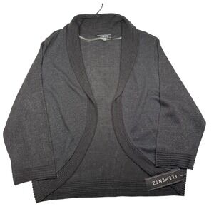 Elementz Women's XL Black Sparkle Shawl‎ Collar Cardigan Sweater Whimsigoth NWT